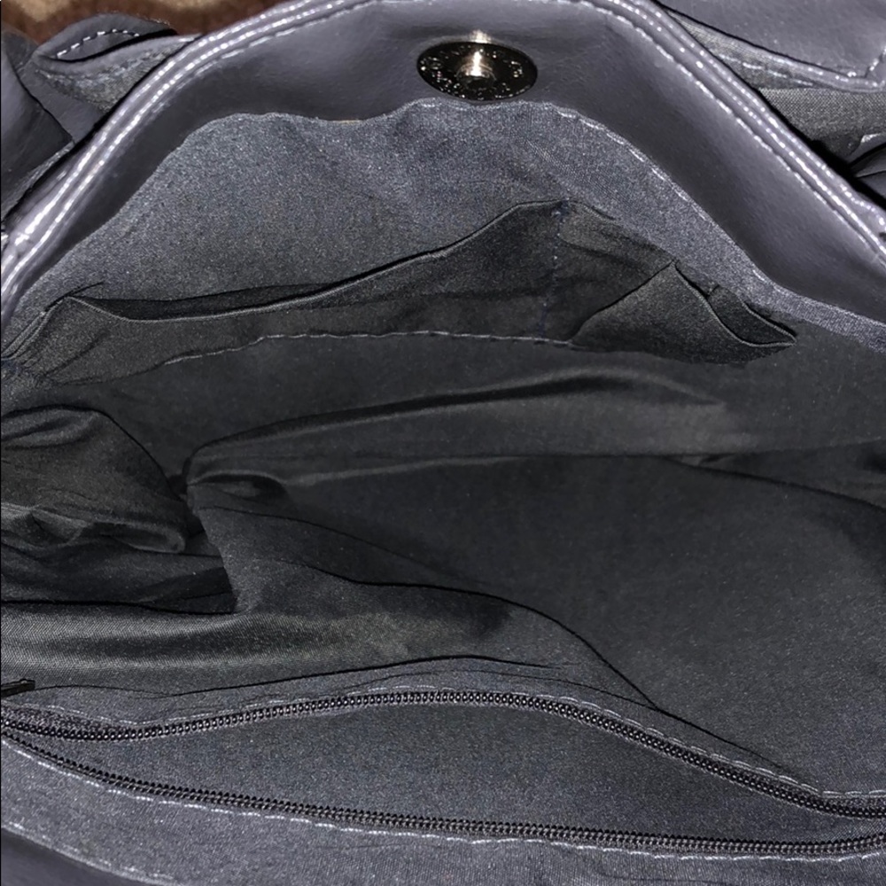 Large Gray Ruffled Shoulder Bag - Picture 6 of 8